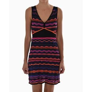 M Missoni Women's Size 38 US 2 Sleeveless Sheath Knit Dress V Neck Multicolor